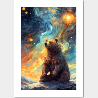 Bear in Van Gogh style Posters and Art